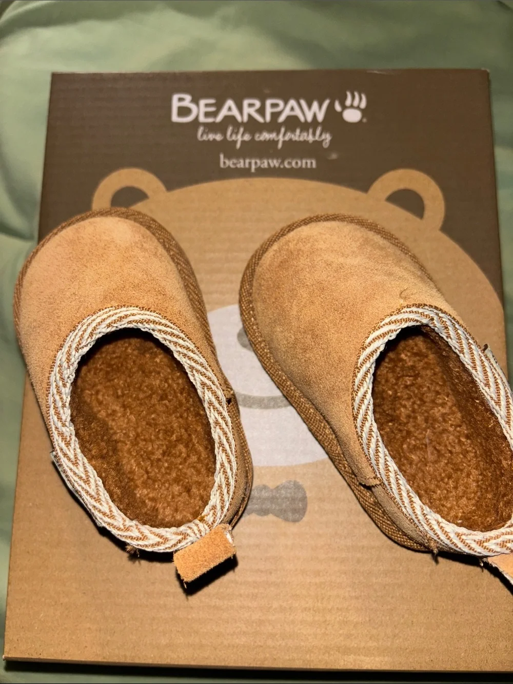 BearPaw Kids Chestnut Suede Slip-On Boots with Braided Trim